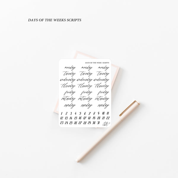 Days of the Week Scripts | Planner Stickers