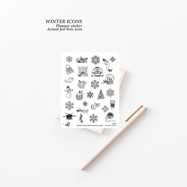 Foiled Winter Icons Sticker Sheet